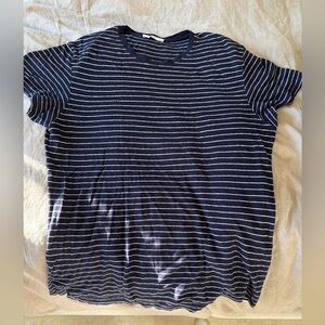 Sandro Linen Navy and White Striped Tee